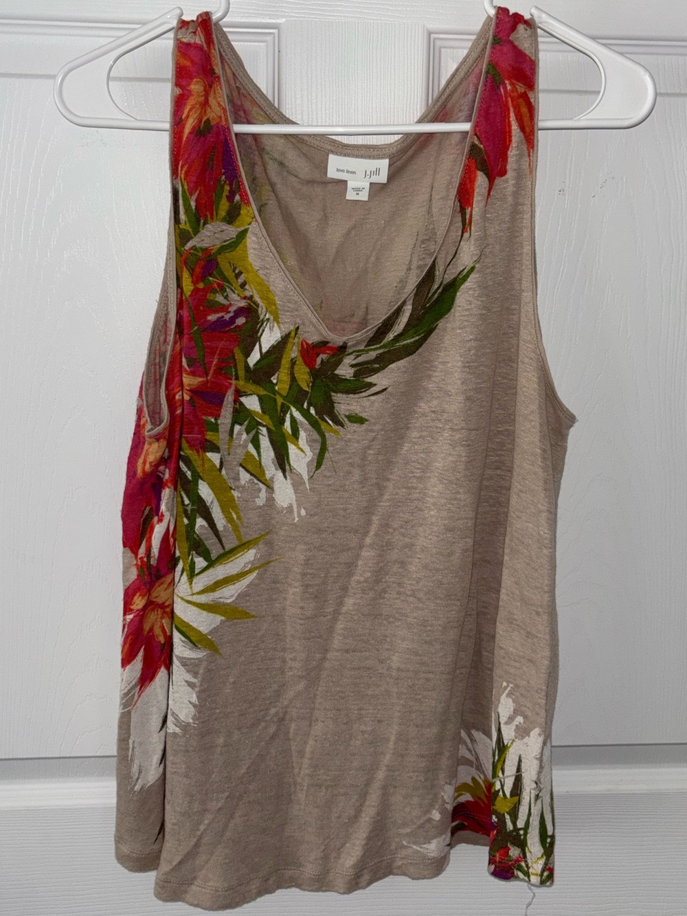 J. Jill Love Linen Tank Top Women’s M Floral Tropical Hawaiian